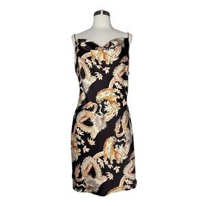 Urban Outfitters Dress Women XL Black Tiger  Chinese Dragon Mini Strappy Slip